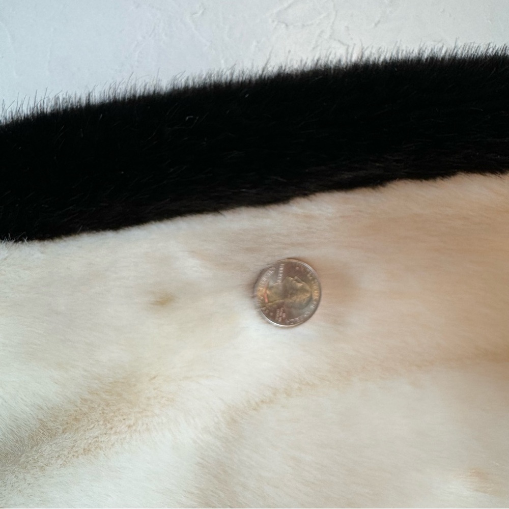 Vintage (1978) White Faux Fur Coat with Black Stripe Detail - Picture 9 of 16